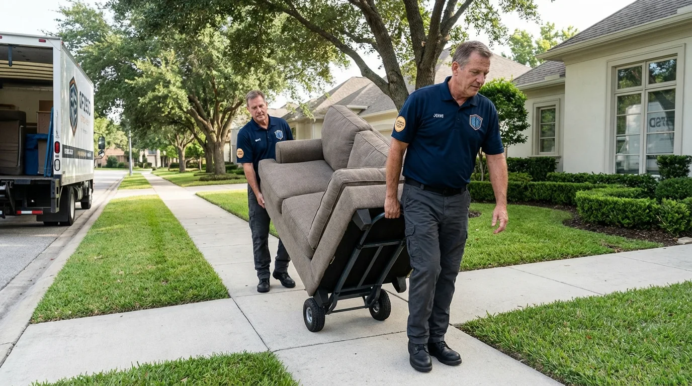 Local residential moving crew loading furniture in International Falls, MN